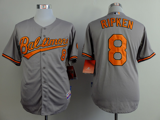 Men Baltimore Orioles #8 Cal Ripken Grey Throwback MLB Jerseys->baltimore orioles->MLB Jersey
